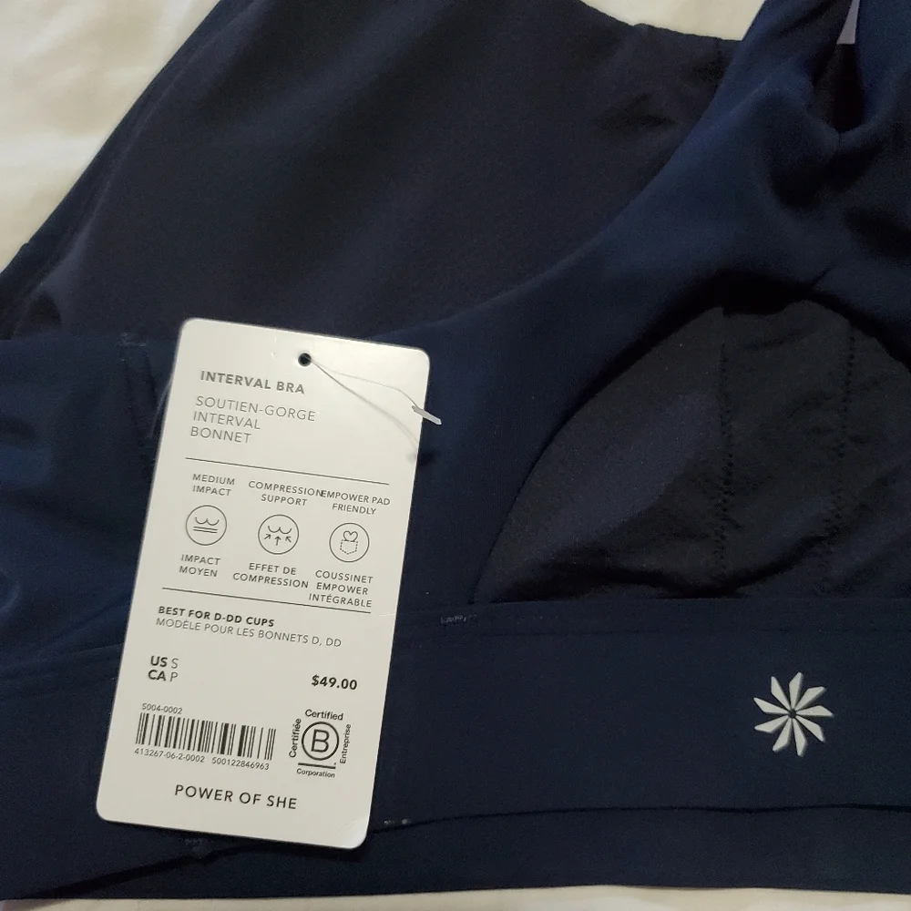 NWT Athleta Interval Sports Bra D-DD Size Small In Navy - Picture 8 of 8